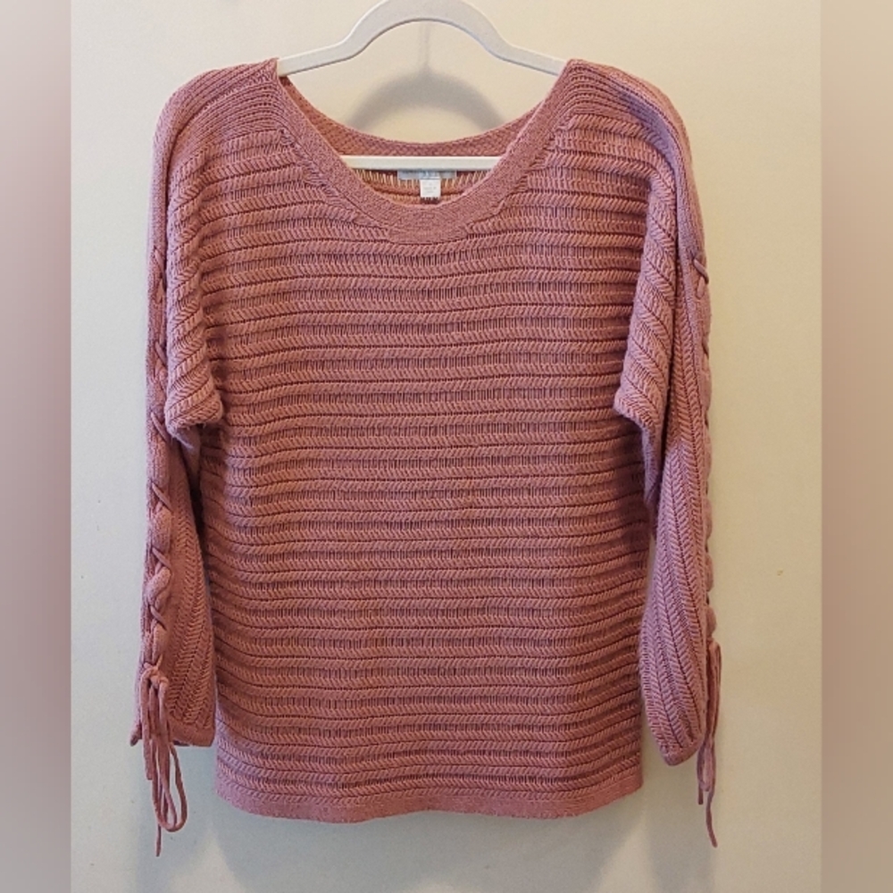 New York & Company Pink Crew Neck Sweater